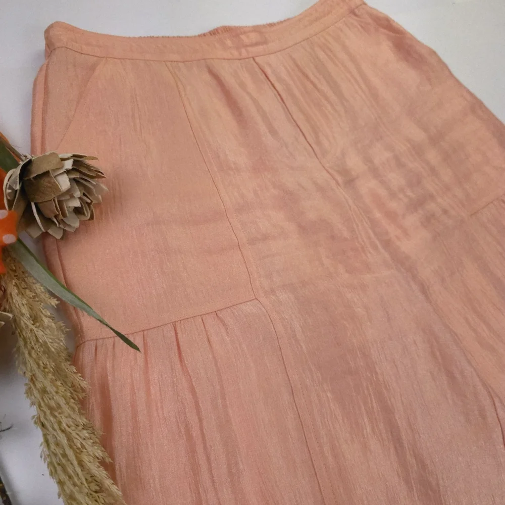 Current Air Anthropologie Peach Shimmer Wide-Leg Rayon Women's Pants Sz L - Picture 13 of 15